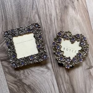 Sweet Pair of Cynthia Royce Metal Photo Frames w/ Blue Crystals